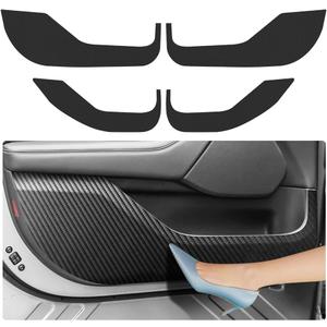 Car Door Anti Kick Pad for Ford Mustang Mach-E 2021 2022 2023 2024 2025 Mach E Accessories Carbon Fiber Style Leather Sticker Door Sill Protector Cover Edge Guard Side Mat Interior Dirty