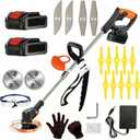 Cordless Weed Wacker Effortless Grass Trimmer | The Cordless Weed Wacker Features Four Different Blades.The Electric Weed Wacker Allows You to Freely Trim and Beautify Your Garden and Lawn