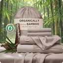 Bedsure 100% Organically Grown Bamboo Viscose King Size Sheets Set | Cooling Bedsheets for Hot Sleepers | Luxury Silky Soft | 18" Deep Pocket with Corner Straps | Oeko-Tex Certified [Light Brown]