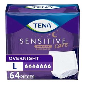 TENA Sensitive Care Overnight Incontinence Underwear for Women, Adult diapers, Large (Waist Sizes 32in–42in), Better Fit, 64 Count (4 packs of 16)