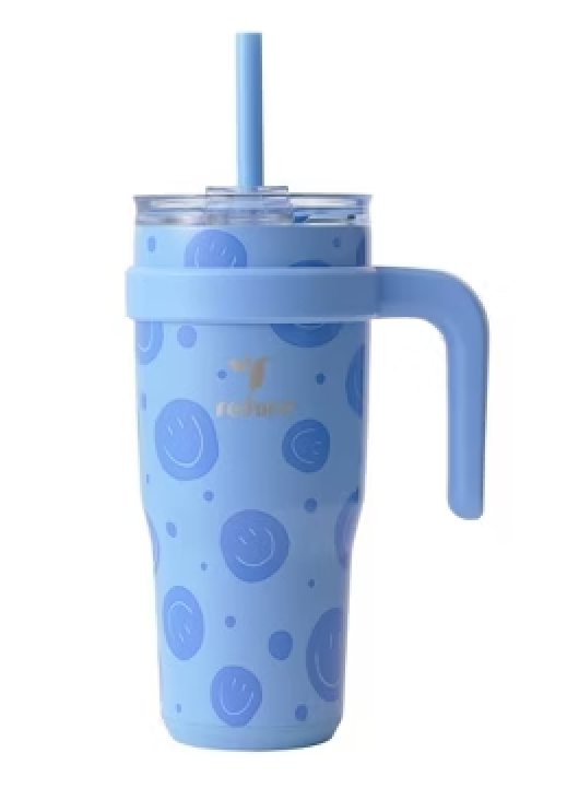 Reduce 24oz Cold Vacuum Insulated Stainless Steel Straw Tumbler Mug Blue: Dishwasher-Safe