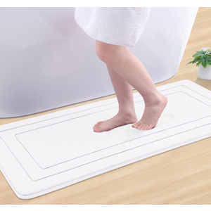 Arotive Memory Foam Bathroom Rug Mat 44x24, Ultra Soft and Absorbent Bath Mat, Machine Wash Dry, Comfortable Bath Rug Carpet for Bathroom Floor, Tub and Shower, White