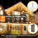 Warm Color to Multicolor Color Changing Icicle Christmas Light with Remote, 480 LED 39.3ft Christmas String Lights Outdoor Waterproof with 80 Drops for House Eave, Window, Hallway Xmas Decorations