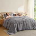 Bedsure Grey Oversized King Comforter Set, Cationic Dyed Bed Set 3 Pcs