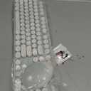 Wireless Keyboard and Mouse Combo, Ergonomic Full Size Typewriter Retro Round Keycaps Keyboard, Compatible with Windows, PC, Perfer for Home and Office KeyboardsGreen