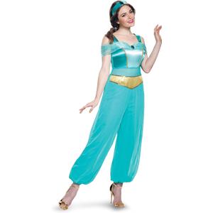 Disney Princess Jasmine Deluxe Costume, Officially Licensed Disney Princess Adult Costume (Large, Turquoise)