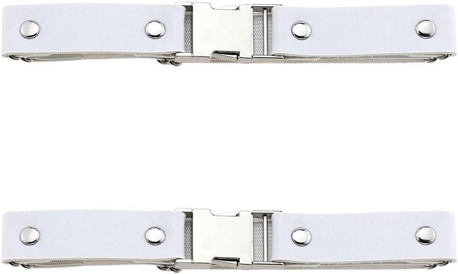 eYLun Women Girl Leather Heart Garters Buckle Leg Ring Belt Punk Elastic Thigh Ring Garters Adjustable 2pcs (One Size, White)