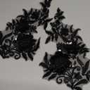 Sewing Beads lace Applique one Pair sew on Pearl Trimming Patch Decorative Accessories for Clothes 2pieces/Bag 11.8X7.08inches (Black)