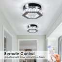 Dimmable Crystal Chandelier Mini LED Flush Mount Ceiling Light Fixture Modern Chandelier Lighting Lamp for Bedrooms Hallway Living Room Dining Room Kitchen Bar
