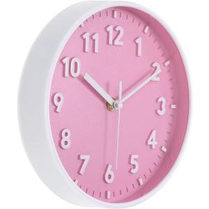 PATIKIL 8 Inch Wall Clock, 3D Number Quartz Battery Operated Silent Non-Ticking Round Wall Clocks for Office Bedroom Decorative, Pink