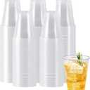 100 Pcs Black Plastic Cups 12 oz Black Rimmed Plastic Cups Heavy Duty Disposable Glasses Clear Cocktail Glasses Drinking Tumblers for Party Wedding Christmas Birthday