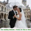 Clear Umbrella Wedding, 25pcs Transparent Umbrella, Bulk Clear Dome Umbrellas Windproof, Auto Open Bubble Stick Umbrellas for Bride Groom Outdoor Photography