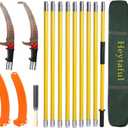 Manual Pole Saw 30 FT Extendable Tree Pruner High Branches Trimming for Pruning Palms and Shrubs with Long Handle (Yellow)