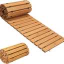 LINSHRY 8FT Wooden Garden Pathway, Outdoor Roll Out Garden Walkway, Weather-Resistant Non-Slip Wooden Walkway Pavers