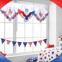 Embroidered Patriotic 250 Anniversary Kitchen Curtain Valance 58 x 14 Inch 4th of July 250 Years of Freedom Red White Blue Eagle Window Treatment Valance Curtain for Independence Day