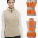 Fuzzy Heated Vest for Women with 16000mAh 7.4V Battery Pack Included, Sherpa Heated Vest Women, Fleece Heating Vests Cycling M