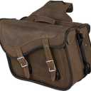 Motorcycle 2 pc Distressed Vintage Brown Zip Off 2 Strap Braided Real Leather Sadddlebag Stud/Non Stud (Distressed Brown, Non Stud), 4065