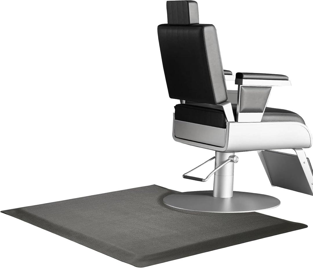 Crablux Salon Floor Mat Anti Fatigue for Stylist, 35.8"x27.9" Barber Floor Mats Black Hair Mats for Hairdresser Standing, 1/2" Thick Square Base for Salon Chair Barbershop Hairdressing Equipment