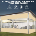 Clear Vinyl Curtains for Patio Enclosure, 23oz Heavy Duty Waterproof Anti-UV and Tear-Resistant Tarpaulin with Grommets, Weatherproof Panels for Porch, Pergola, Gazebo, Balcony, Outdoor, Khaki, 10'Hx10'W