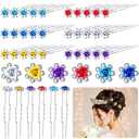 Chuangdi 30 Pieces Rhinestone Hair Pins Bridal Wedding Crystal Clips Rose Flower Crystal U Shaped Bobby Pins Decorative Hairpin Accessories Jewelry Barrette for Bride Women Bridesmaids