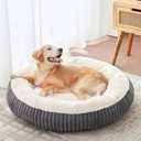 36 inches Donut Dog Bed for Large Dogs - Calming Round Pet Bed with Removable Cover,Washable Milk Plush Faux Fur, Fits Pets up to 80 lbs(Charcoal,Large)