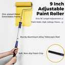 15pcs Paint Roller Kit - 12" Ladder Paint Tray, 9" Extendable Paint Roller (18-36 Inch), 4" 2" Mini Roller Frame with Microfiber Covers, Large Paint Kit for Painting Walls, Ceilings, Floors
