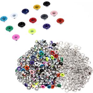 210 Set 5mm Eyelets and Grommets for Paper Crafts 3/16 inch Colored Metal Eyelets Grommets with Washers, Round Eyelets for Paper Crafts Fabric Leather Craft, Shoes Clothes Eyelets Hats Tents Repair