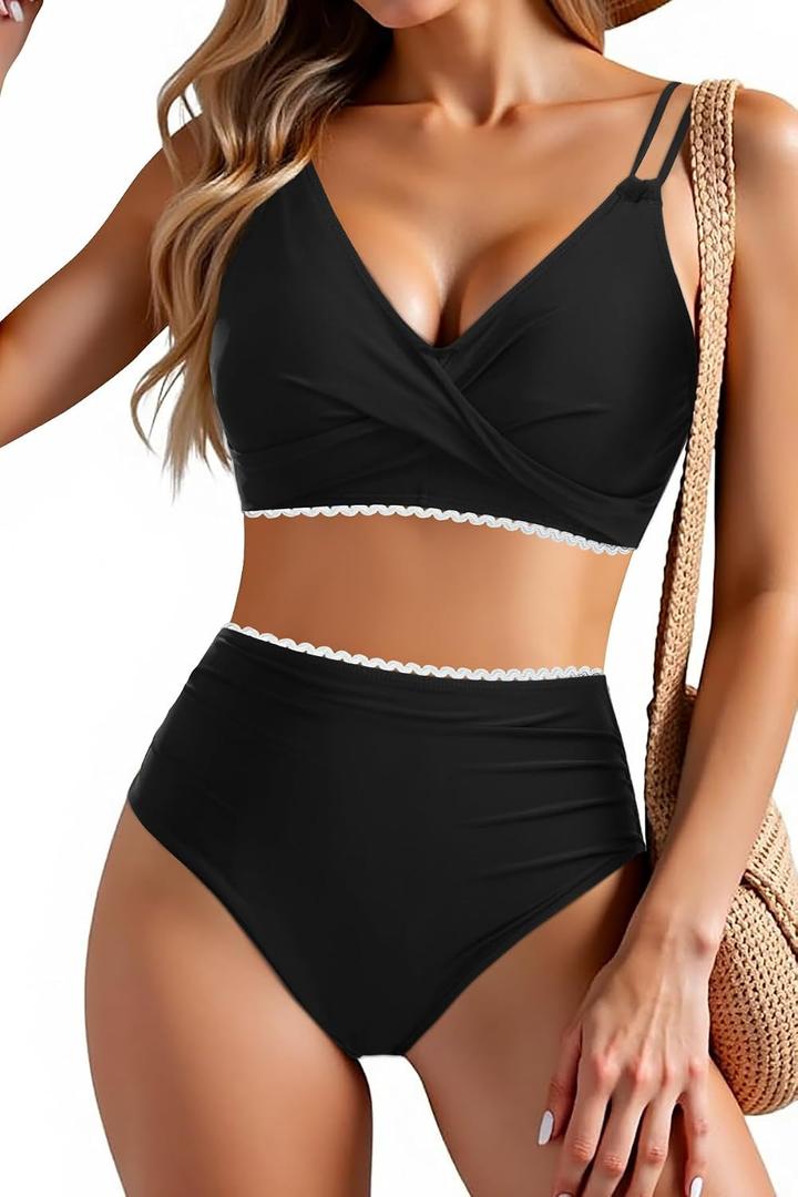 Women Bikini Set Push Up Top High Waisted Tummy Control Bottom Swimsuit | High-Waisted Tummy Control and Fully Lined Bottom, Removable Pads,Adjustable Straps,Premium Soft Fabric,Versatile Water Wear, Smaill