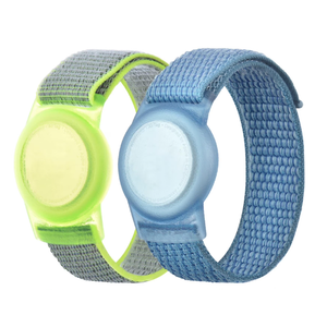 2 Pack AirTag Bracelet for Kids, Apple Air Tag Protective Cover with Nylon Wristband, Anti Lost GPS Trackers Case Cover Elastic Watch Band for Toddlers Girls Boys Elders