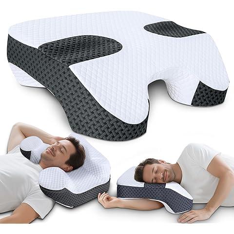 SAHEYER Side Sleeper Pillow with Arm Holes, 2 in 1 Shoulder Relief System for Rotator Cuff Pain, Memory Foam Pillow for Adults with 3 Arm Place Hole  for Side, Back and Stomach, Black