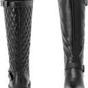 Ruiee Knee High Boots for Women Classic Comfort Riding Combat Boot Round Toe Side Zipper Long Tall Fall Winter Womens Boots. (8.5, Black Pu 267)