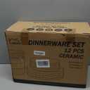 Stoneware Dinnerware Sets Service for 4, 12 pcs Reactive Glaze Plates and Bowls Sets, Embossed Boho Ceramic Dish Set, Highly Chip and Crack Resistant Farmhouse Plate Set, Ivory White