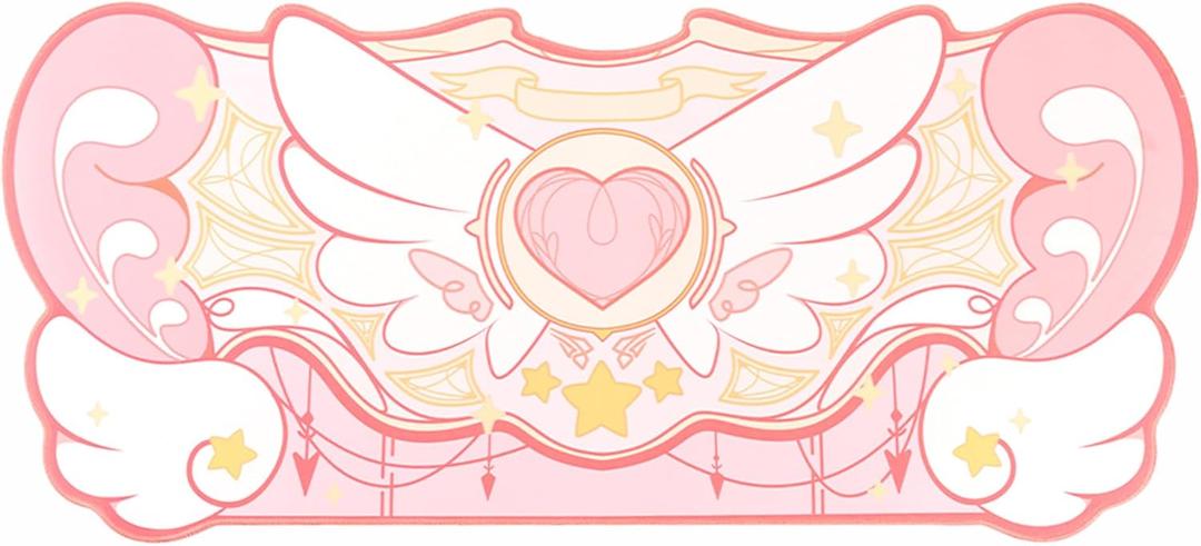 GeekShare Large Gaming Mouse Pad Kawaii Pink Non-Slip Rubber Back Mouse Pad Big Waterproof Desk Mat for Keyboard and Mouse Perfect for Gaming,or Home Office Work - Star WingsSuper Dense Cloth