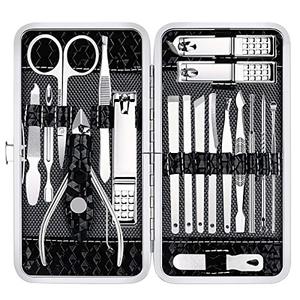 Nail Clippers Set Fingernail and Toenail Clipper Cutters, Manicure Pedicure Kit 18 Pieces Stainless Steel Professional Grooming Kits, Nail Care Tools with Luxurious Travel Case