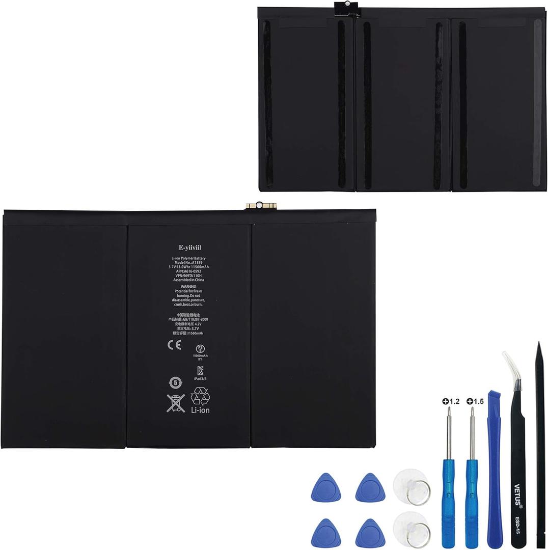 Li-Polymer Replacement Battery A1389 6712-6700 Compatible with iPad 3 4 A1389 616-0591 616-0592 A1460 A1459 A1458 with Tools