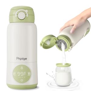 Portable Bottle Warmer for Travel, 15oz Capacity Portable Milk Warmer for Baby, Formula, Breast Milk & Water, On The Go Bottle Warmer with Long Battery Life, Even Heating, Precise Temperature Control (Green)