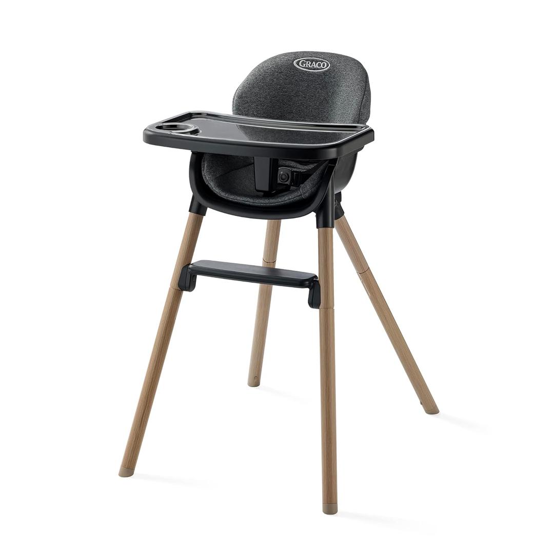 Graco Ready2Dine DLX 4-in-1 Highchair, Portable High Chair with 4 Growing Stages, Foldable Baby High Chair, Toddler Feeding Seat, Youth Stool, and Big Kid Seat, Hazen