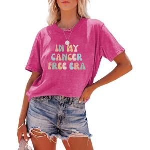 In My Cancer Free Era T-Shirt Graphic Grandmother Tee Casual Mothers Day V Neck Tops Pink XXL
