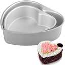 2 Pack Heart Shaped Cake Pans Set (10 & 8 Inch), Aluminum Heart Cake Pan, Nonstick Cake Baking Mold, Heat-Resistant Baking Tin for Wedding, Birthday, Party, Valentine's Day
