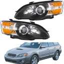 labwork Headlight Assembly Replacement for Legacy Outback 2005-2007 Headlights Halogen Black Projector Set Driver and Passenger Side