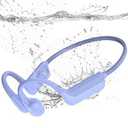 MARLALL Swimming Headphones-Bone Conduction Headphones, IP68 Waterproof Open Earphones, LiteSurge Bluetooth 5.4 Underwater Sport Earbuds with 32 GB MP3 Memory for Swimming, Marathon-Violet