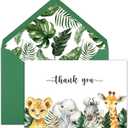 Safari Jungle Thank You Cards With Envelopes, 50 Jungle Animals Folded Baby Shower Thank You Note, 4 x 6 Wild one Notecards, Perfect for Baby Shower & Kids Birthday