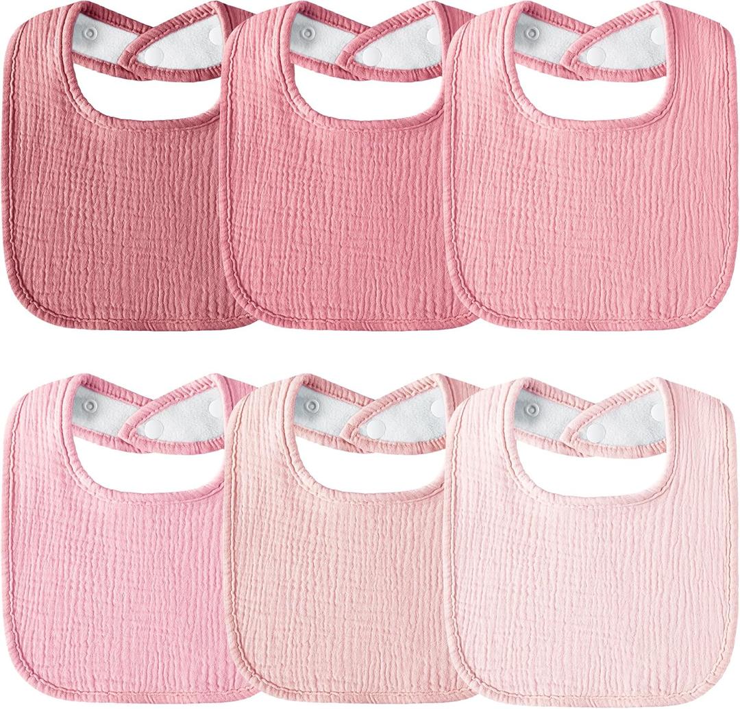 Muslin Baby Bibs Cotton Baby Drool Bandana Bibs for Baby Girls Boys Infant Newborn Toddler Drooling and Teething (Pink)