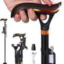 Foldable Cane,Cane with Light and Alarm,Canes for Men Women 6 Levels Height Adjustable USB Charging, with Cushioned T Handle and Swivel Four Pedestal, Black 