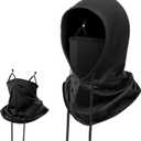 3 in 1 Multifunctional Full Face Cover Ski Mask Balaclava Unisex Hood Drawstring Cap Neck Gaiter for Outdoor Sports (Black)