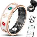 Smart Ring for Women,Fitness & Activity Tracker with Blood Pressure/Heart Rate Monitor, Sleep Tracker, Step Counter, IP68 Waterproof Ring for iOS&Android,Fast Charge,No Subscription (Rose Gold,Size10