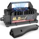 48 Volt 15 Amp Golf Cart Battery Charger for EZGO RXV & TXT with 3 Pin Triangular Plug, Upgraded IP67 Waterproof Lead Acid Battery Charger