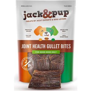 Jack&Pup Beef Gullet Bites (1 LB) Gullet Jerky for Small, Medium Dogs, Single Ingredient Beef Esophagus Dog Treats for Puppies (EXP 04/17/26)