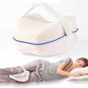 Knee Pillow for Side Sleepers for Back Pain,Leg Pillow for Side Sleepers, Memory Foam Cushion Knee Support Pillows,Pain Relief, Pregnancy Travel Pillow with Extra Washable Cover (One Size, White & Velcro Straps)