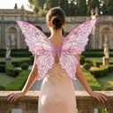 Fairy Wings for Women with Lace Gloves, Butterfly Cosplay Wings,Iridescent Costume Wings for Party Photography Adult Dress Up
